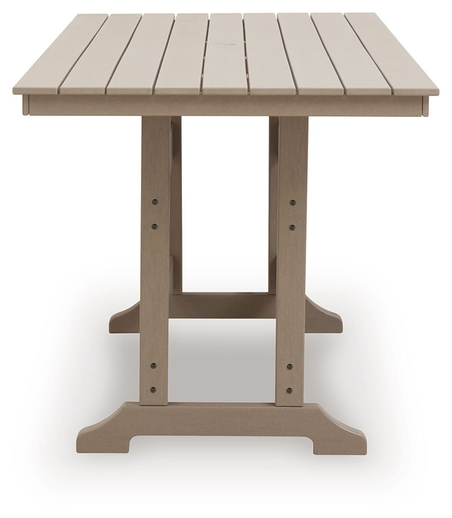 Seacliff Beach - Rectangular Counter Height Dining Table With Umbrella Option - Medium Brown