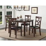 Ingeborg - 5 Piece Dining Set - Black Synthetic Leather & Espresso