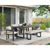 Playa - Dining Bench - Dark Gray / Beige