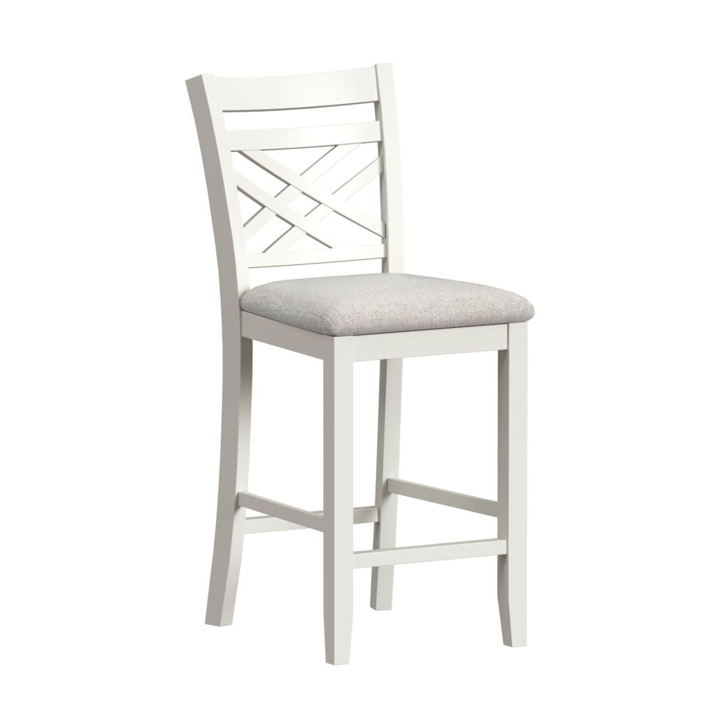 Brooks - 5 Piece Counter Set With Table And 4 Upholstery Seat & Wood Back Chairs - Medium Brown & White