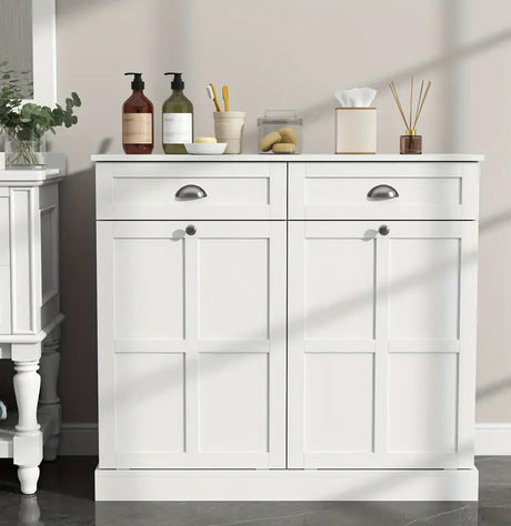 ABBITA White 39" x 36" Double Laundry Hamper Cabinet (RTA)