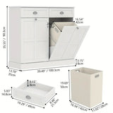 ABBITA White 39" x 36" Double Laundry Hamper Cabinet (RTA)