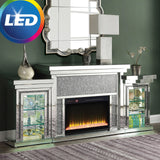 ACROPOLIS Mirrored 81" Wide Fireplace with LED Lights