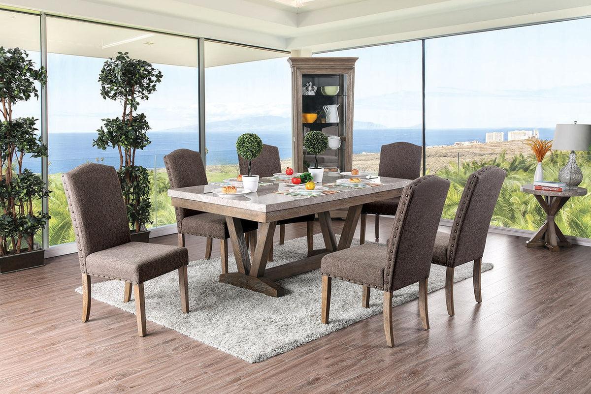 ADDISON 7 Piece Marble Dining Set
