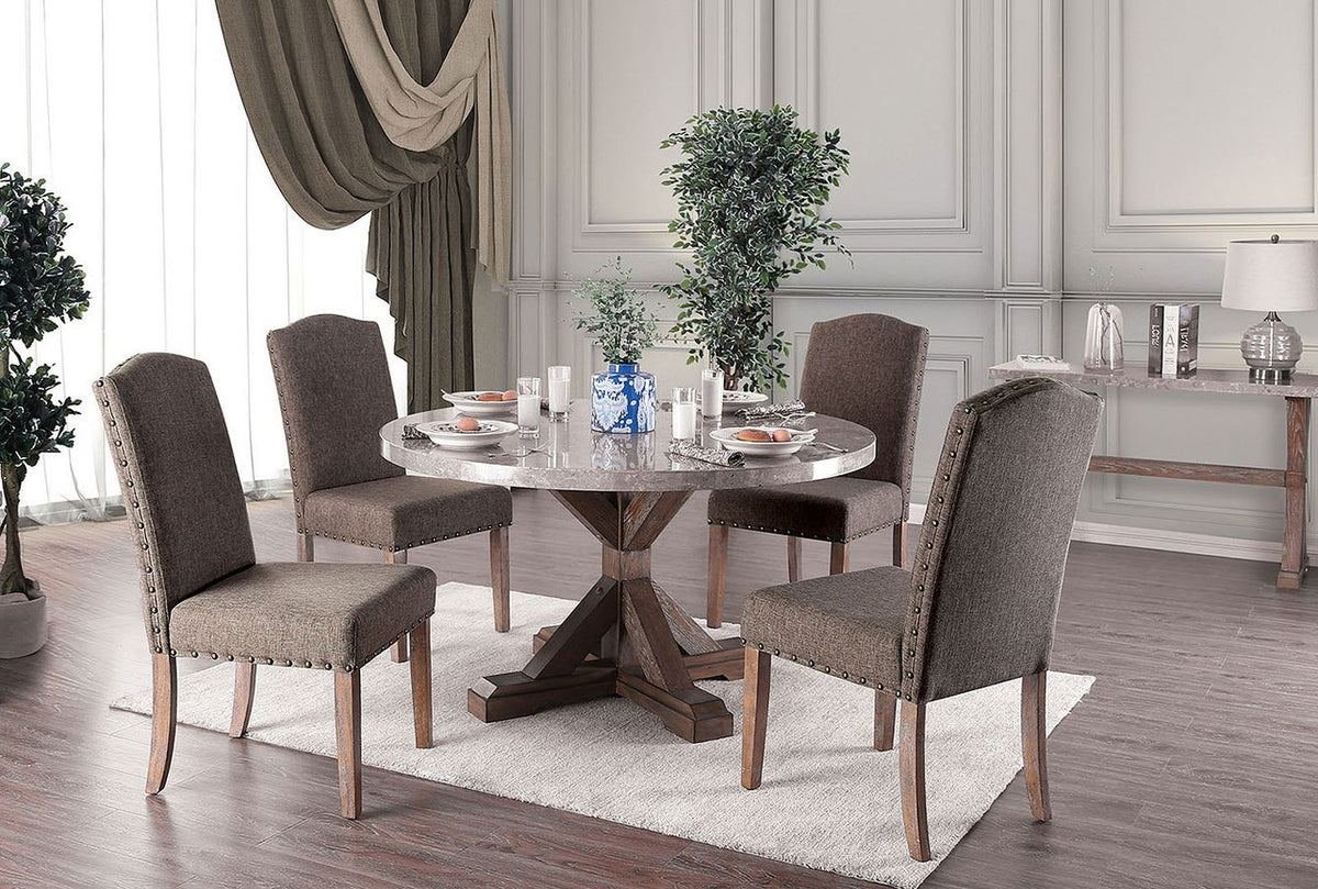 ADDISON Round Marble 5 Piece Dining Set