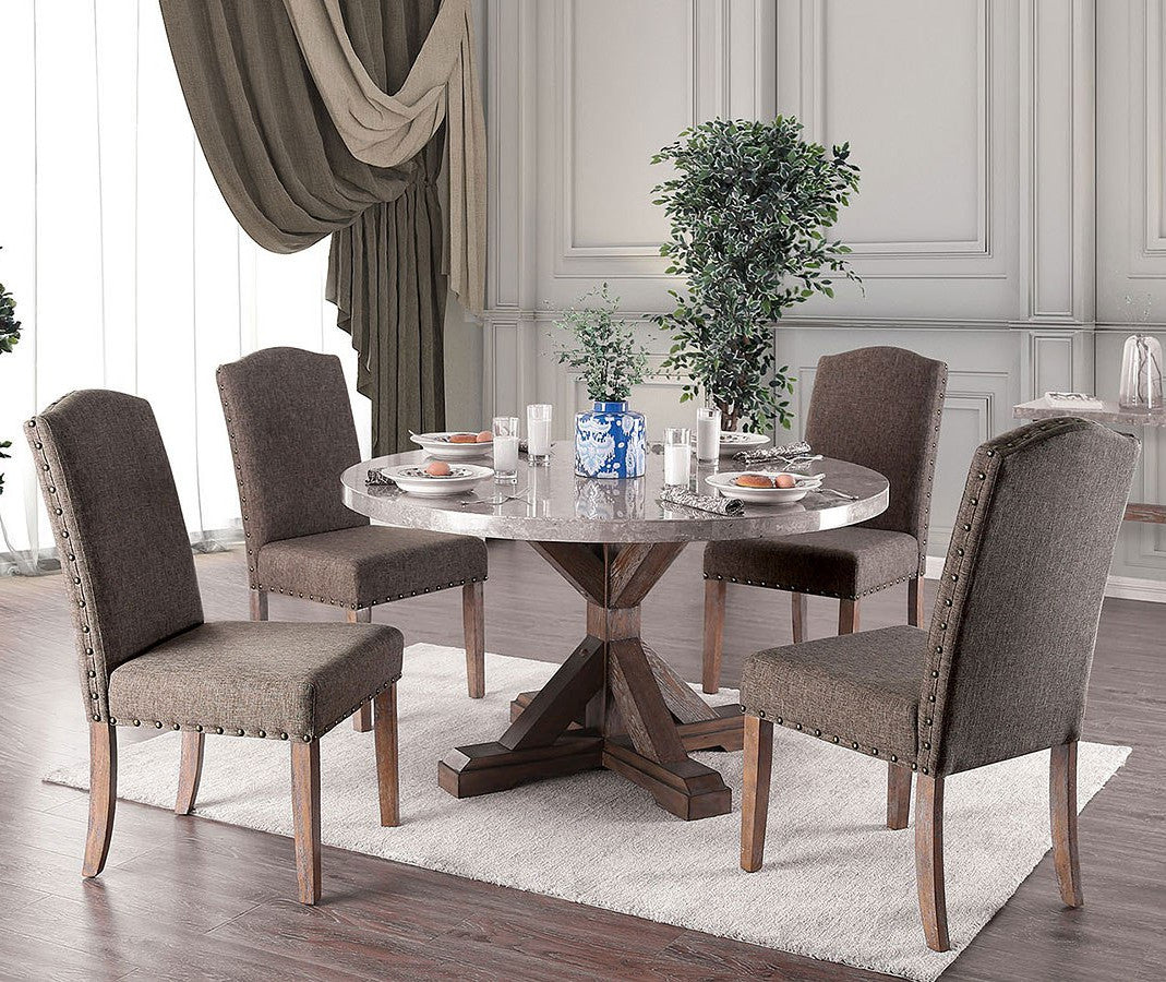 ADDISON Round Marble 5 Piece Dining Set