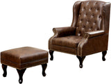 ADONIS Rustic Brown 33" Wide Chair & Ottoman