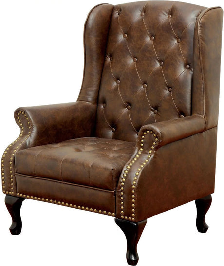 ADONIS Rustic Brown 33" Wide Chair & Ottoman