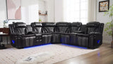 AEROSTAR Black 100" Wide Reclining Sectional with Speakers
