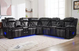 AEROSTAR Black 100" Wide Reclining Sectional with Speakers