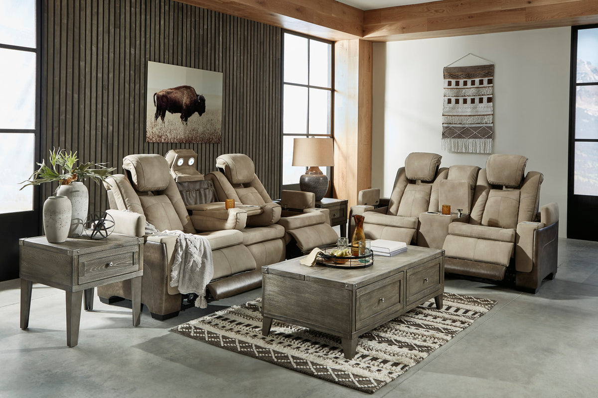 ALAMOS Brown Micro Suede 75" Power Reclining Loveseat