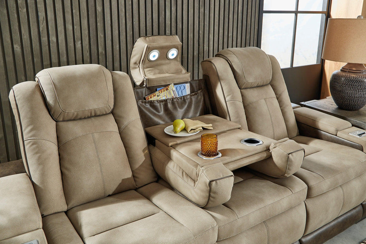 ALAMOS Brown Micro Suede 86" Wide Power Reclining Sofa