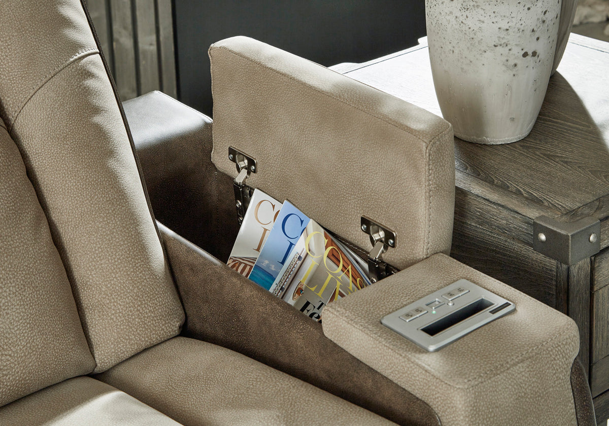 ALAMOS Brown Micro Suede 75" Power Reclining Loveseat