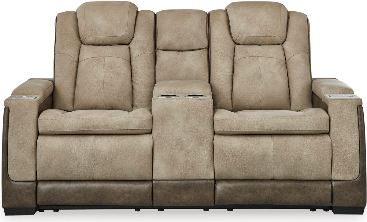 ALAMOS Brown Micro Suede 75" Power Reclining Loveseat