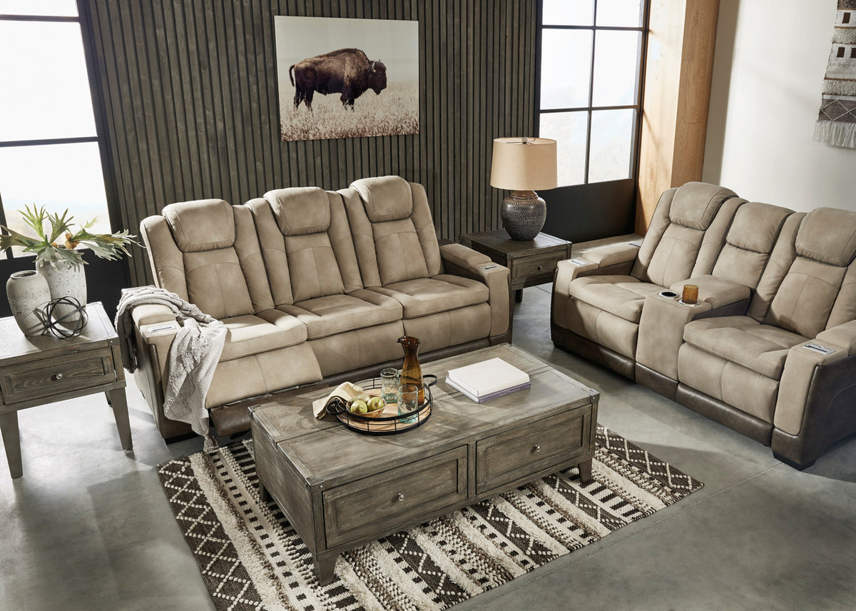 ALAMOS Brown Micro Suede 86" Wide Power Reclining Sofa
