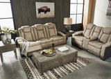 ALAMOS Brown Micro Suede 86" Wide Power Reclining Sofa
