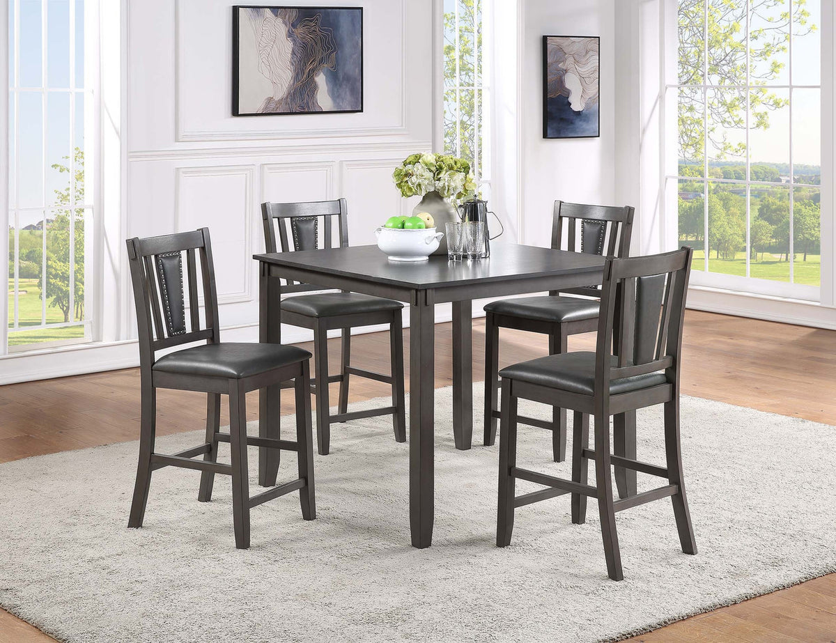 ALBERTO Dark Gray 5 Piece Counter Height Set