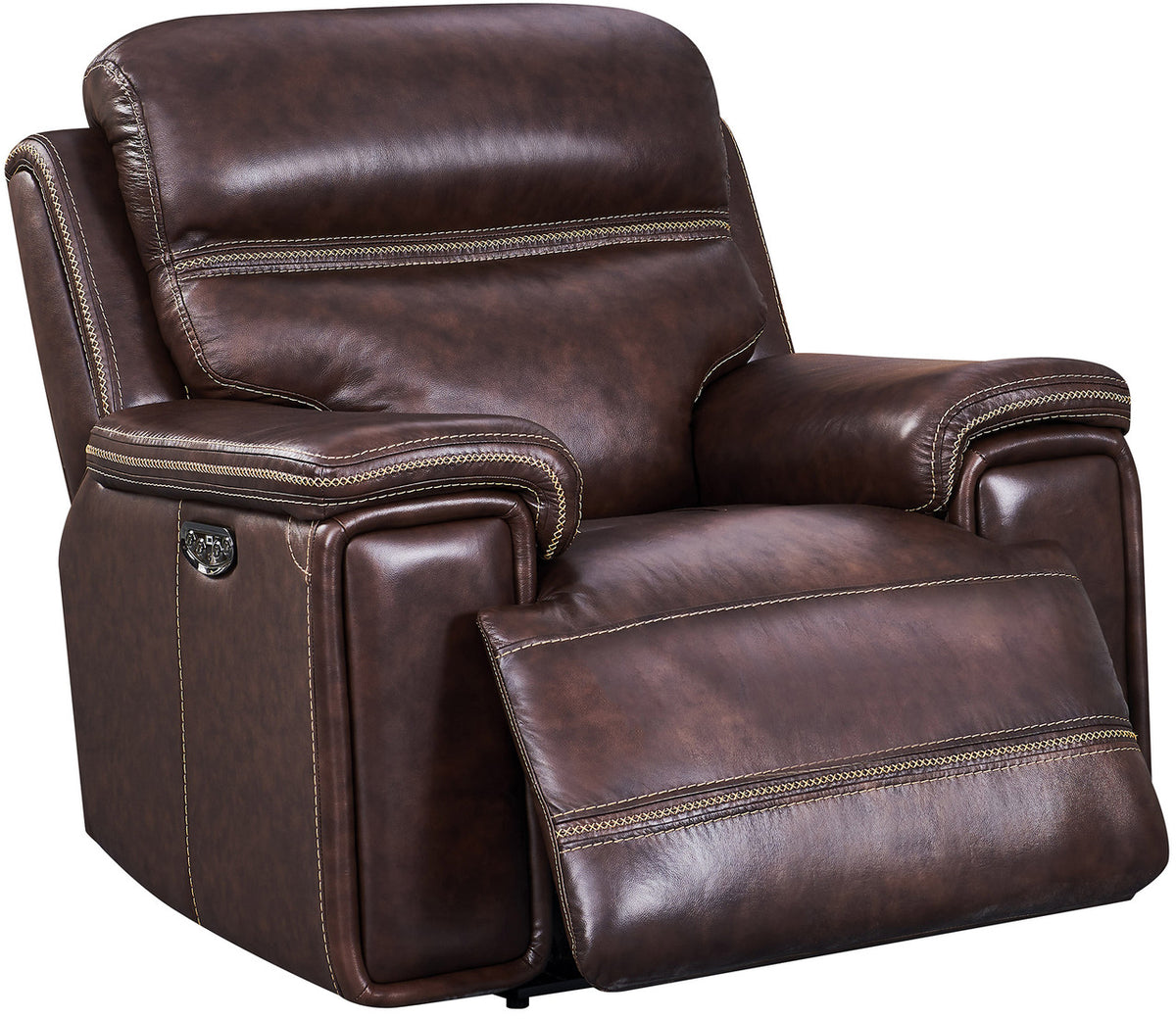 ALCAZAR Dark Brown 100% Top-Grain Leather Power Reclining Livingroom with Adjustable Headrests