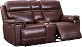 ALCAZAR Dark Brown 100% Top-Grain Leather Power Reclining Livingroom with Adjustable Headrests