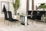 ALEKSY Mirror Diamond LED 5 Piece Dining Set with DARLA Black Chairs