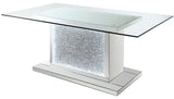ALEKSY Mirror Diamond LED 5 Piece Dining Set with DARLA Black Chairs