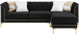 ALIZZA Black Velvet 103" Wide Reversible Sectional