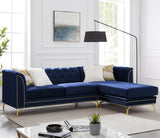ALIZZA Blue Velvet 103" Wide Reversible Sectional
