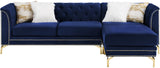 ALIZZA Blue Velvet 103" Wide Reversible Sectional