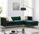 ALIZZA Emerald Green Velvet 103" Wide Reversible Sectional