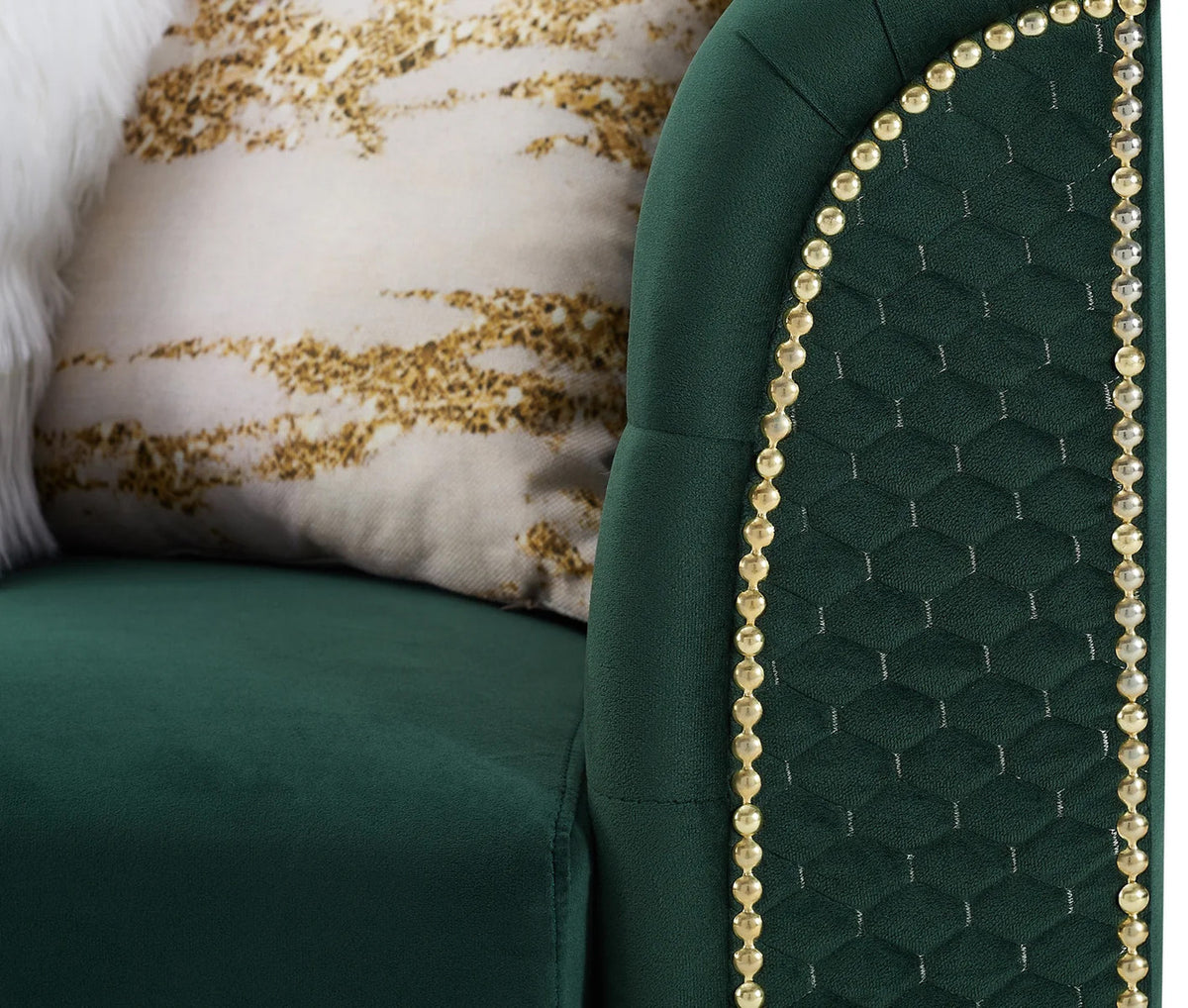ALIZZA Emerald Green Velvet 103" Wide Reversible Sectional