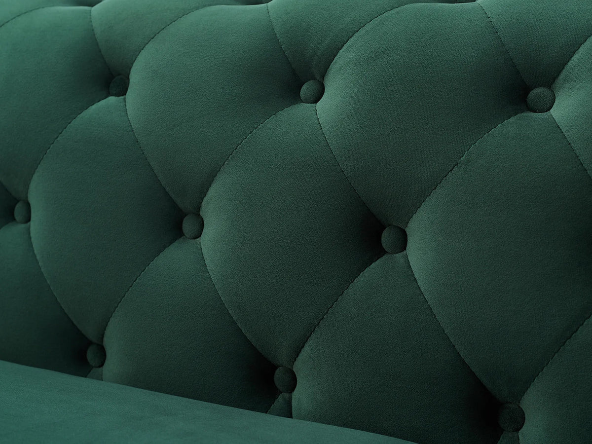 ALIZZA Emerald Green Velvet 103" Wide Reversible Sectional