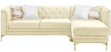 ALIZZA Beige Velvet 103" Wide Reversible Sectional