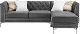 ALIZZA Gray Velvet 103" Wide Reversible Sectional