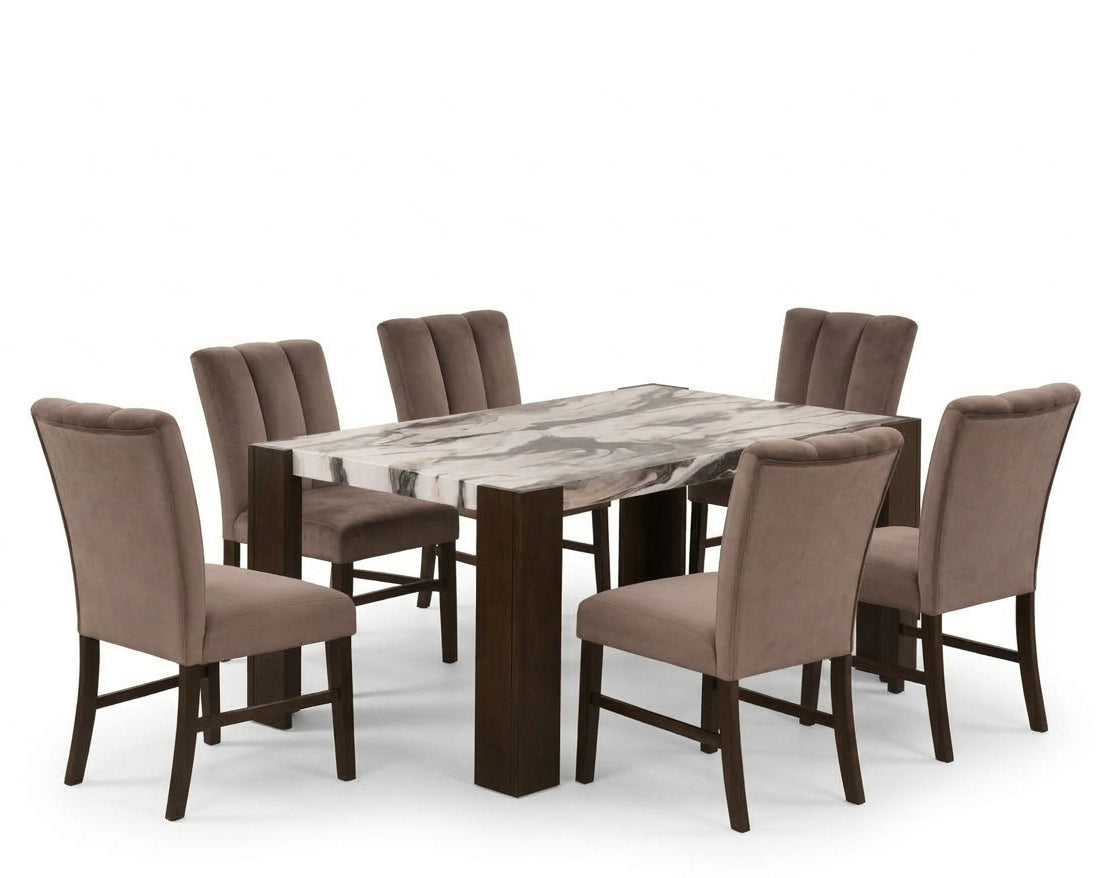 ALLENDE Brown Faux Marble 66" Depth x 40" Wide Dining Table