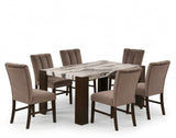 ALLENDE Brown Faux Marble 66" Depth x 40" Wide Dining Table