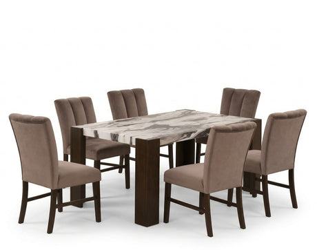 ALLENDE Brown Faux Marble 66" Depth x 40" Wide Dining Table