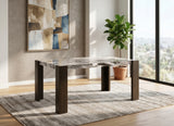 ALLENDE Brown Faux Marble 66" Depth x 40" Wide Dining Table