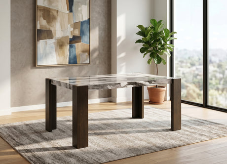 ALLENDE Brown Faux Marble 66" Depth x 40" Wide Dining Table