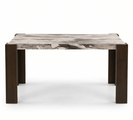 ALLENDE Brown Faux Marble 66" Depth x 40" Wide Dining Table