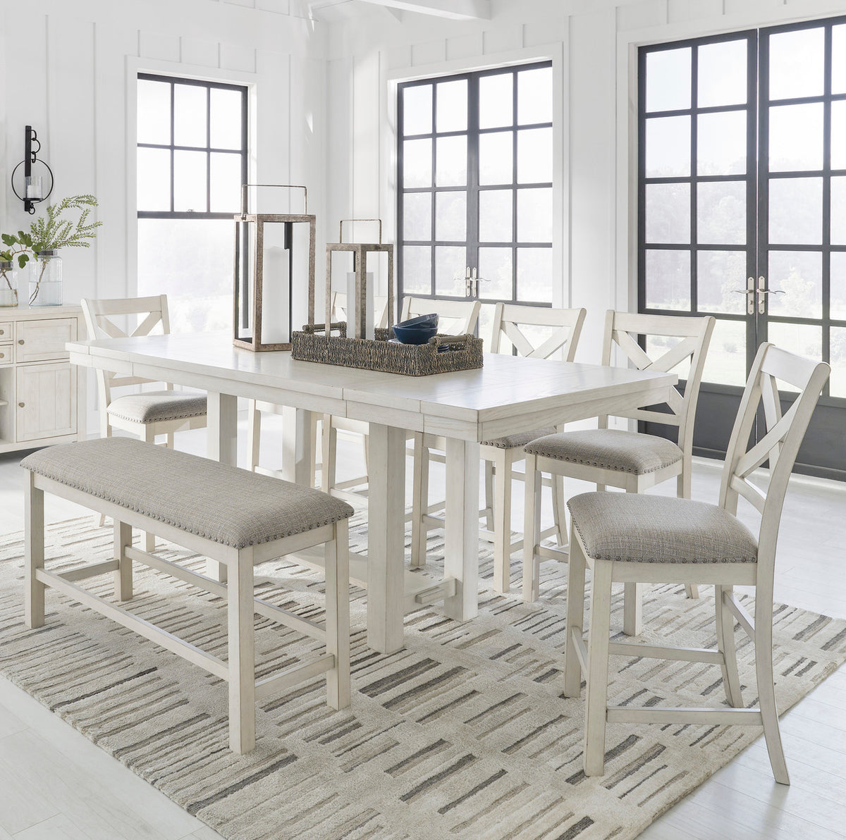 ALPINE White 86" Wide x 42" Depth Counter Height Table