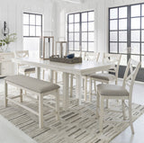ALPINE White 86" Wide x 42" Depth Counter Height Table