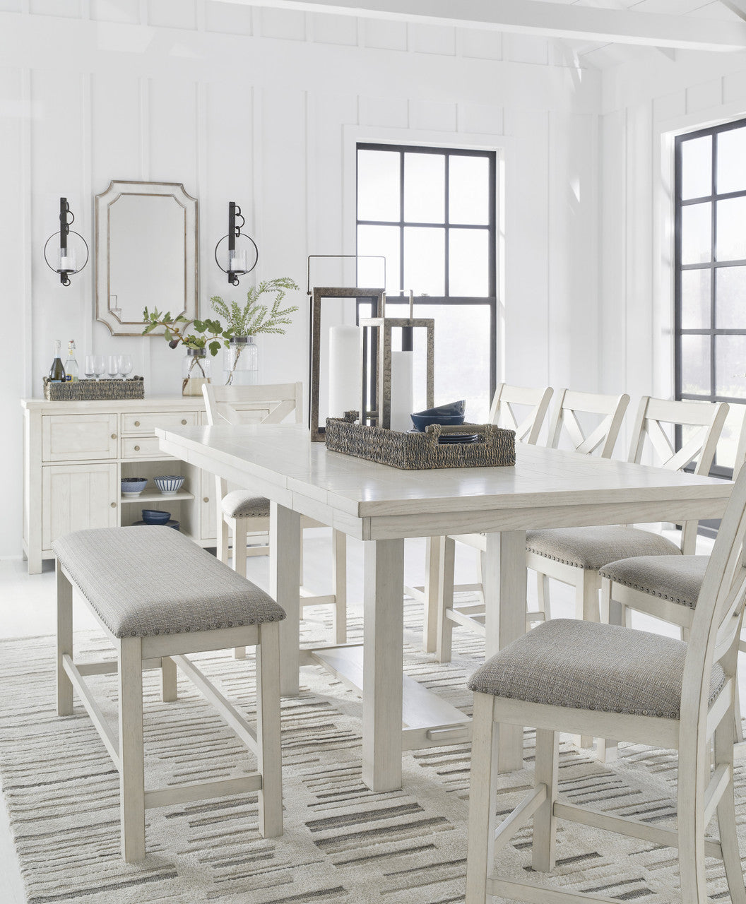 ALPINE White 6 Piece Counter Height Set