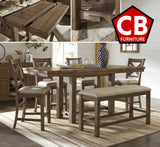 ALPINE Brown 6 Piece Counter Height Set