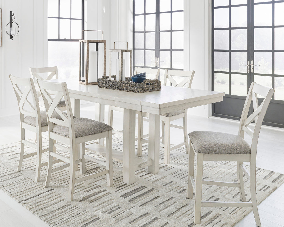 ALPINE White 7 Piece Counter Height Set