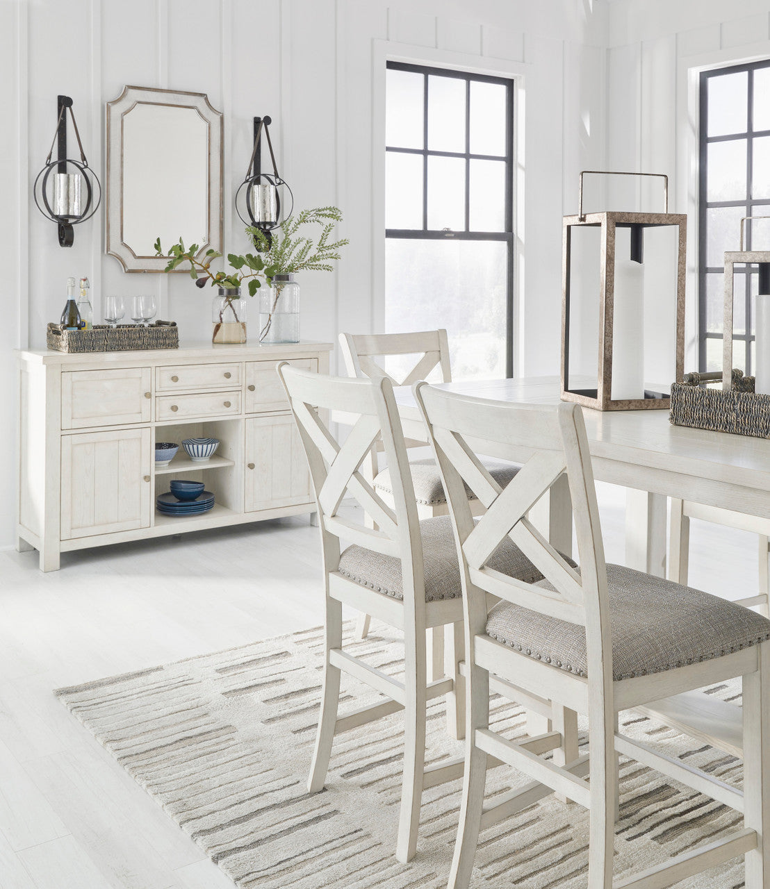 ALPINE White 7 Piece Counter Height Set