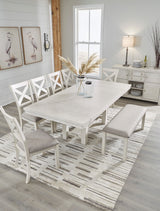 ALPINE White 8 Piece Dining Height Set