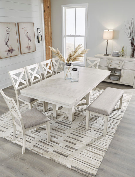 ALPINE White 8 Piece Dining Height Set
