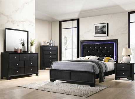 ALTANA Black Crushed Velvet Youth LED Bedroom Set
