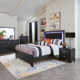 ALTANA Black Crushed Velvet Bedroom Set with LED Lights
