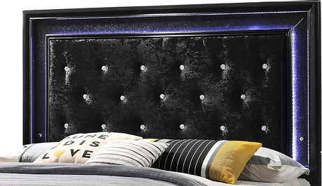 ALTANA Black Crushed Velvet Bedroom Set with LED Lights